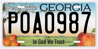 GA license plate POA0987
