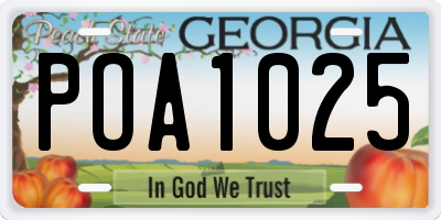GA license plate POA1025