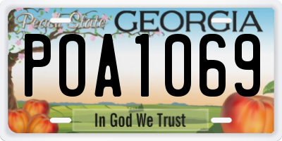 GA license plate POA1069
