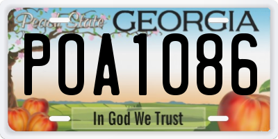 GA license plate POA1086