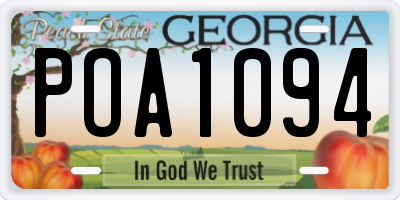 GA license plate POA1094