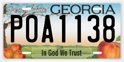 GA license plate POA1138