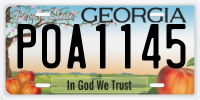 GA license plate POA1145
