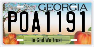 GA license plate POA1191