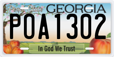 GA license plate POA1302