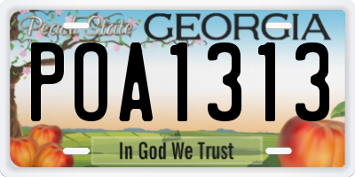 GA license plate POA1313