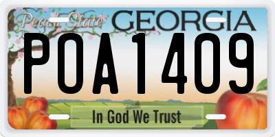 GA license plate POA1409