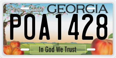 GA license plate POA1428