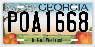 GA license plate POA1668