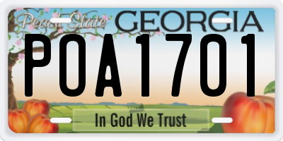 GA license plate POA1701