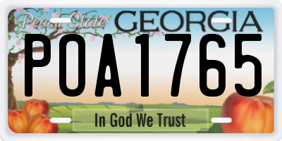 GA license plate POA1765