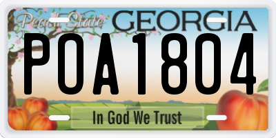 GA license plate POA1804