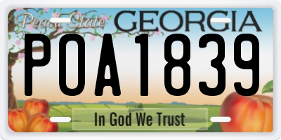 GA license plate POA1839