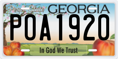 GA license plate POA1920