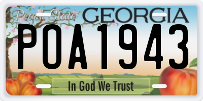 GA license plate POA1943