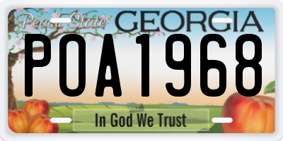 GA license plate POA1968