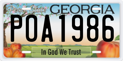 GA license plate POA1986