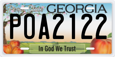 GA license plate POA2122