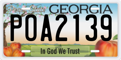 GA license plate POA2139