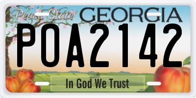 GA license plate POA2142