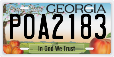 GA license plate POA2183
