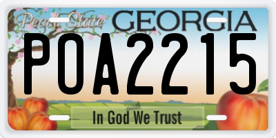 GA license plate POA2215