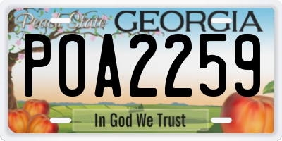 GA license plate POA2259