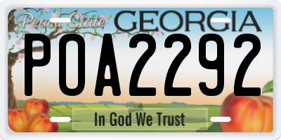 GA license plate POA2292