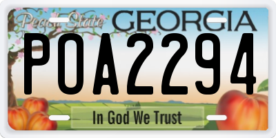 GA license plate POA2294