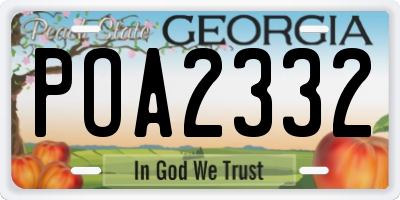 GA license plate POA2332