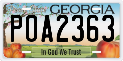 GA license plate POA2363