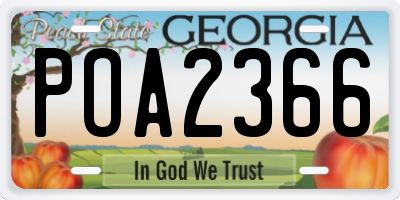 GA license plate POA2366