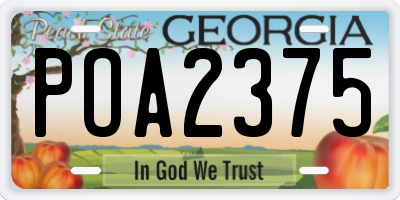 GA license plate POA2375