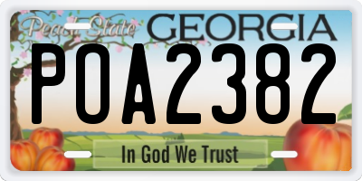 GA license plate POA2382