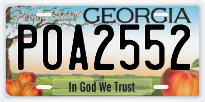 GA license plate POA2552