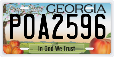 GA license plate POA2596