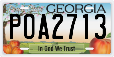 GA license plate POA2713