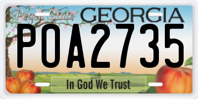 GA license plate POA2735