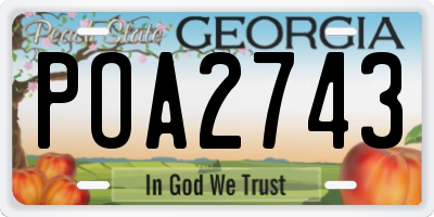 GA license plate POA2743
