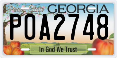 GA license plate POA2748
