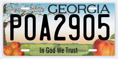 GA license plate POA2905