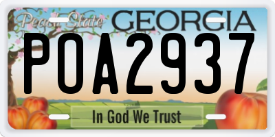 GA license plate POA2937