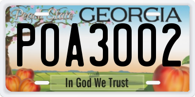 GA license plate POA3002