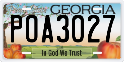 GA license plate POA3027