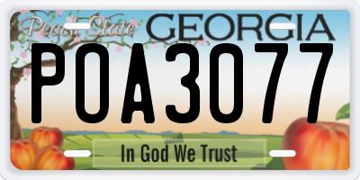 GA license plate POA3077