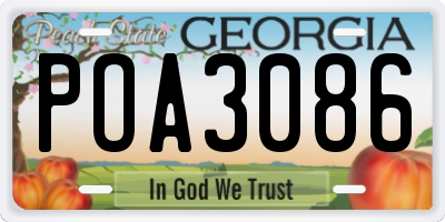 GA license plate POA3086