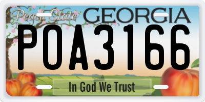 GA license plate POA3166