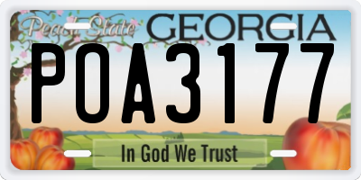 GA license plate POA3177