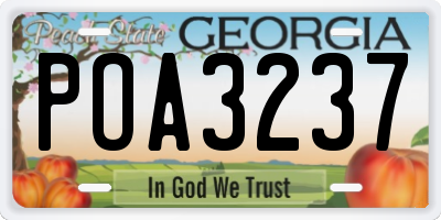 GA license plate POA3237