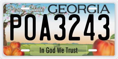 GA license plate POA3243